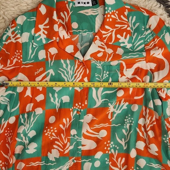 Rixo silk button down short sleeve blouse size xs - Picture 5 of 5
